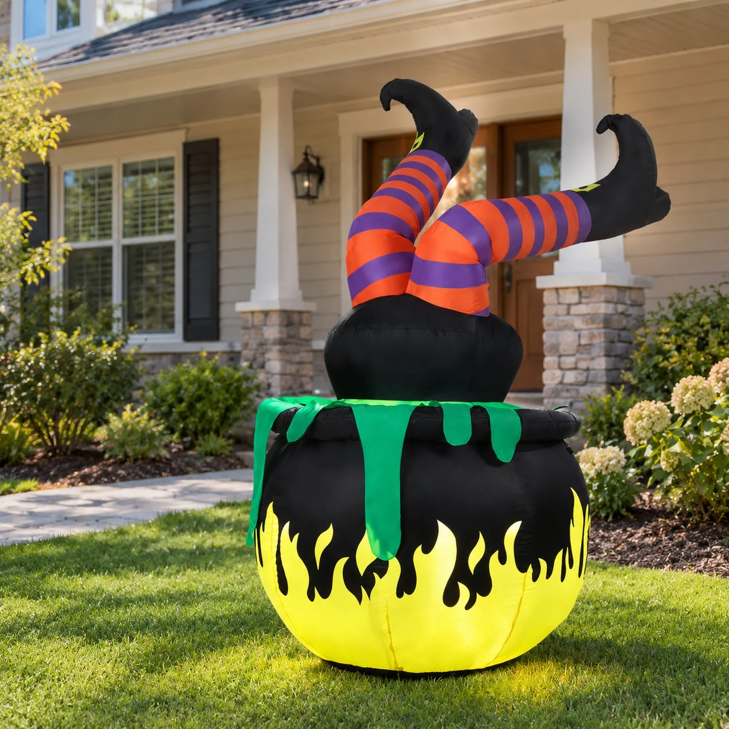 6 FT Animated Halloween Inflatable Kicking Witch with LED Light