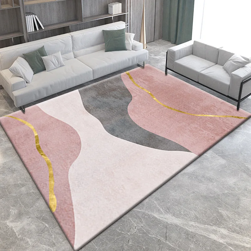 Layered Triangle Large Carpet Grey Beige Gold Overlapping Geometric Pattern Modern Rug