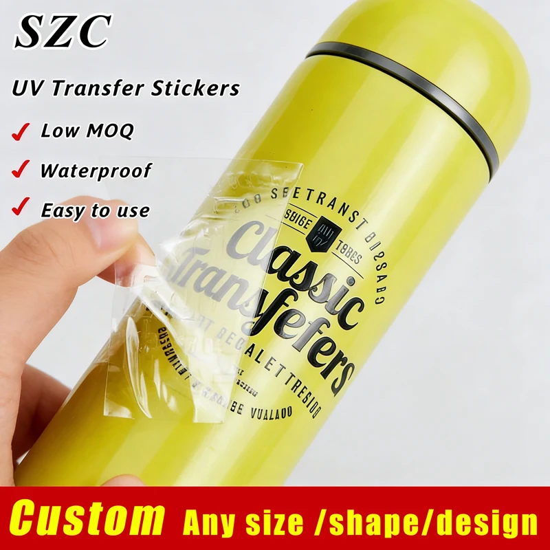 100PCS Custom UV DTF Transfer 3D Sticker Waterproof Colorful Printed Personalized Brand Company Logo Sticker Labels on Bottles