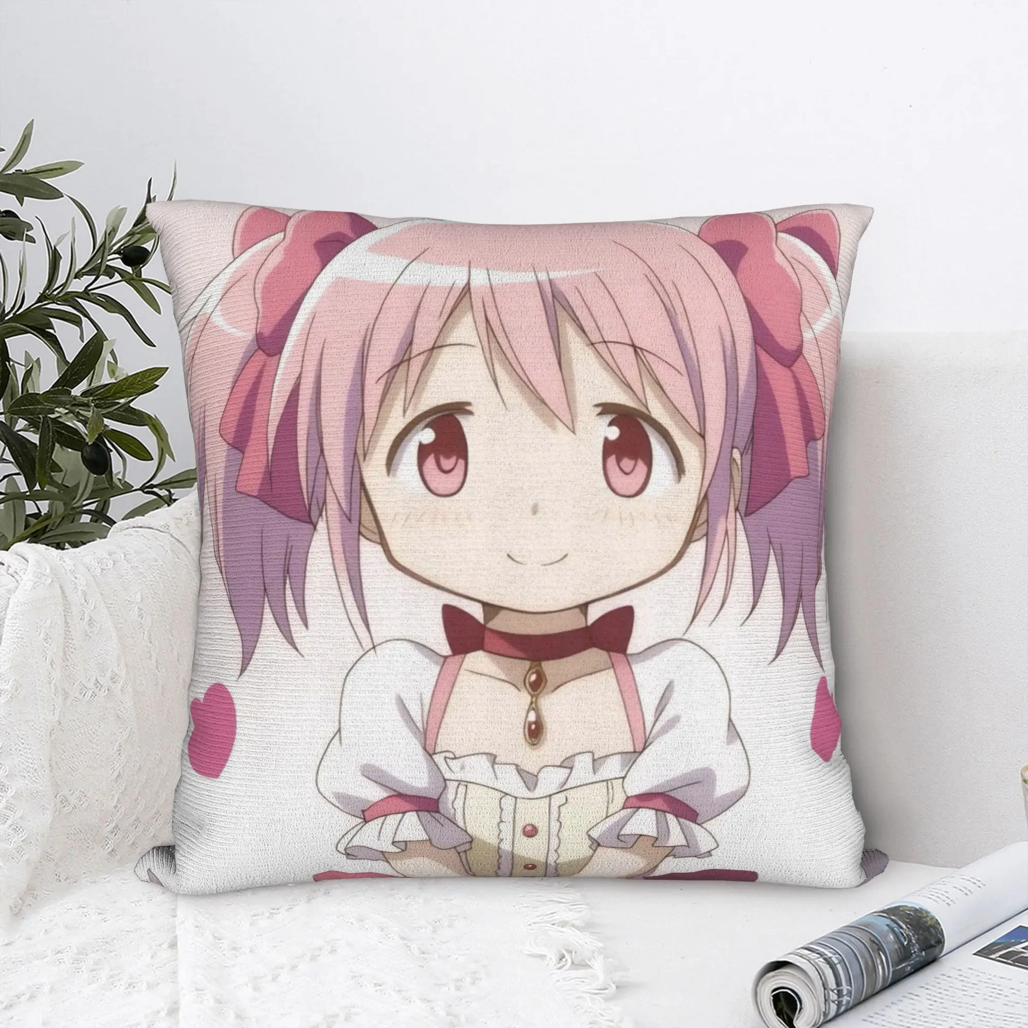 PMMM Madomagi Madoka Kaname Pillow Case  Square Pillow Cover For Living Room Chair Funny Pillowcases