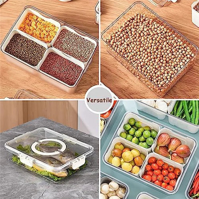 

1 PCS Plastic Divided Serving Tray With Lid And Handle Portable Snack Platter Organizer