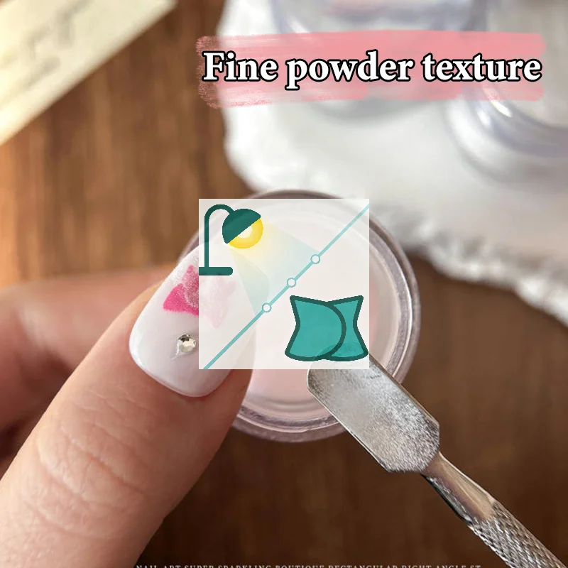 1 barattolo di polvere di cristallo per nail art rosa bianco modelli intagliati velluto polvere smerigliata tinta unita estensione unghie francese polvere glitter D