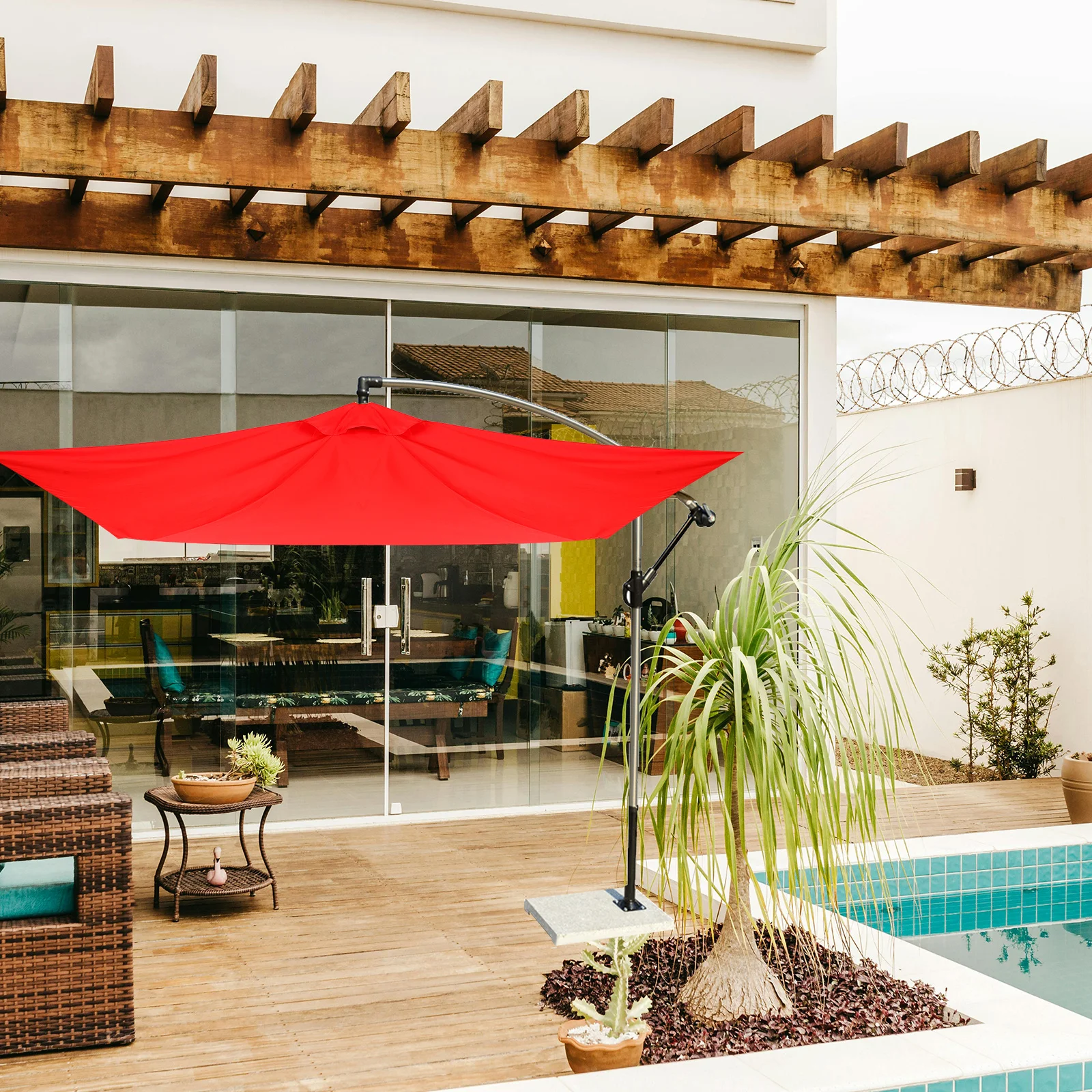 

Patio Umbrella Canopy Replacement Durable Polyester Easy Setup Shelter Shade Garden Patio Yard Umbrella Cover Replacement Canopy