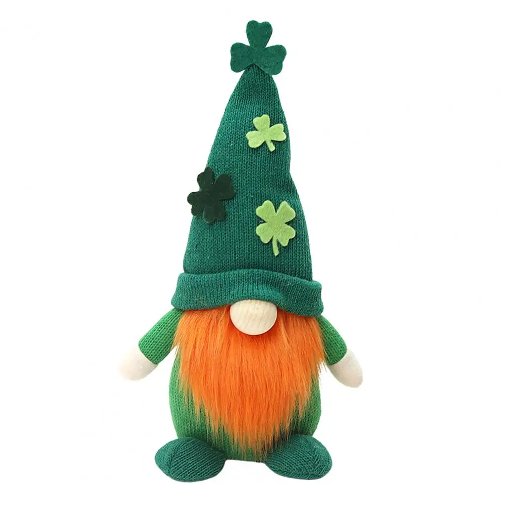 Festive Day Decor Handcrafted Irish Gnome Doll Couple Leprechaun Plush Decorations for St Patricks Day Knitted Hat