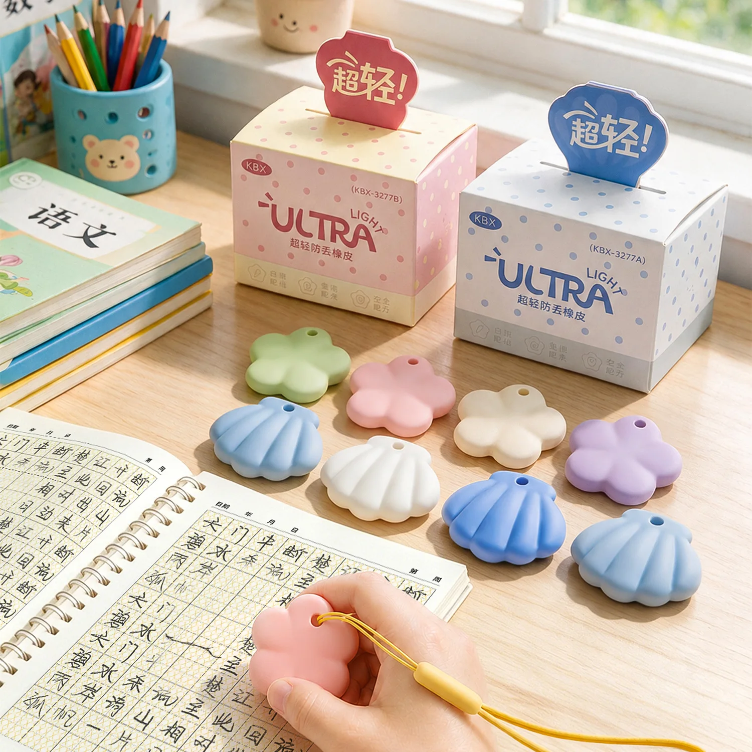 8/4 Pieces of Random Styles, Anti-Loss Erasers, Precise and Easy-To-Erase Wear-Resistant Erasers, Multifunctional Dopamine Erasers with Lanyard