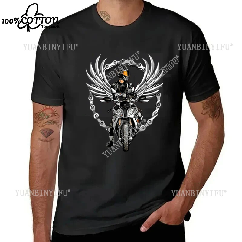 

New Arrival New Trendy Motorcycle 3D Design Print Cotton T-shirt, Short-sleeved O-neck, Streetwear Creative Clothing