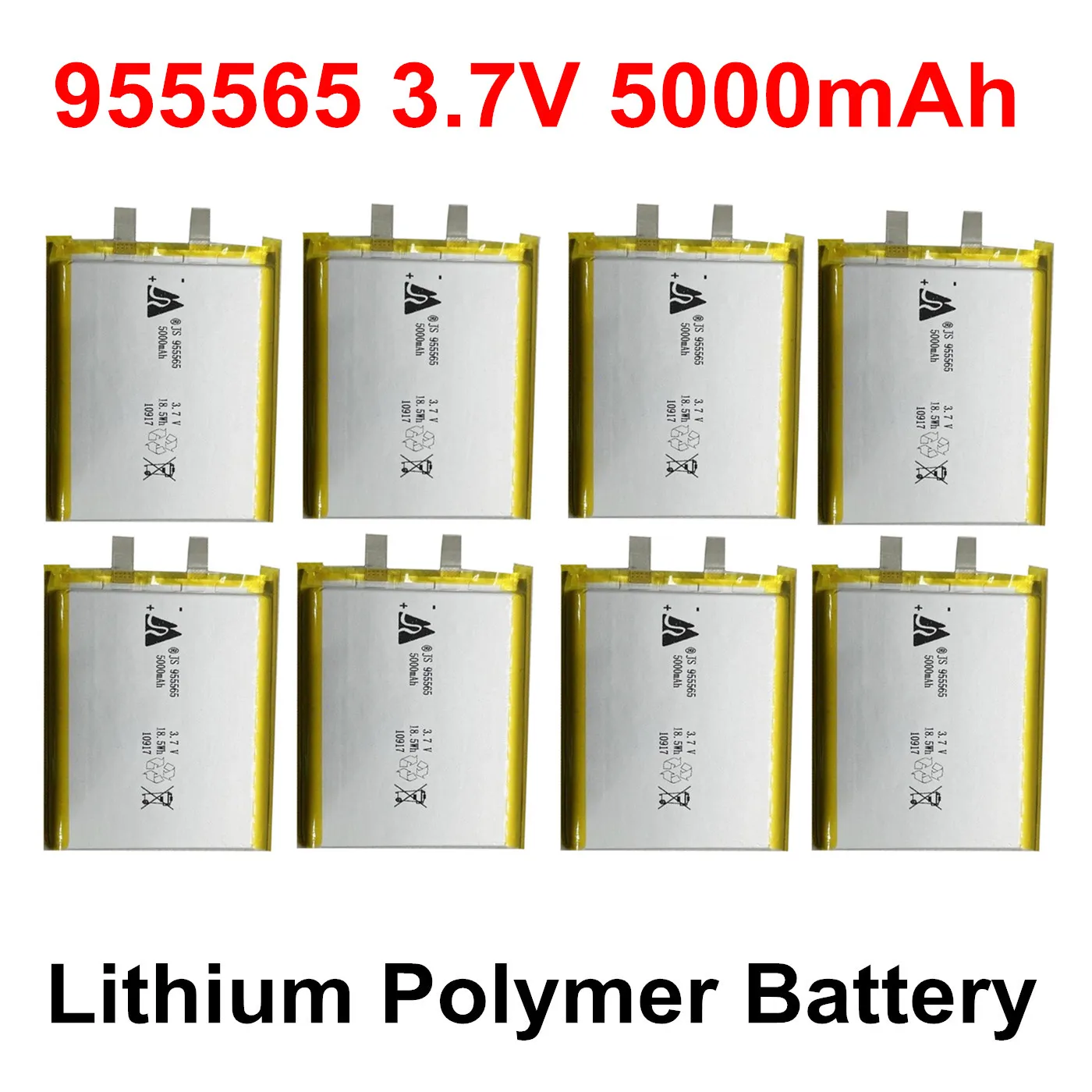 3.7V 5000mAh 955565 Lipo Battery Lithium Polymer Rechargeable Batteries for Mobile Power Bank GPS Locator Camera Tablet PC DVD