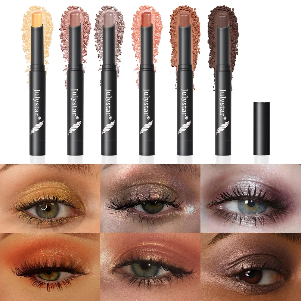 

Julystar Women Makeup Eyes Shadow Eye Shadow Stick Stereoscopic Contouring Gradient Highlights Repair Stick 6 Color Eye Cosmetic