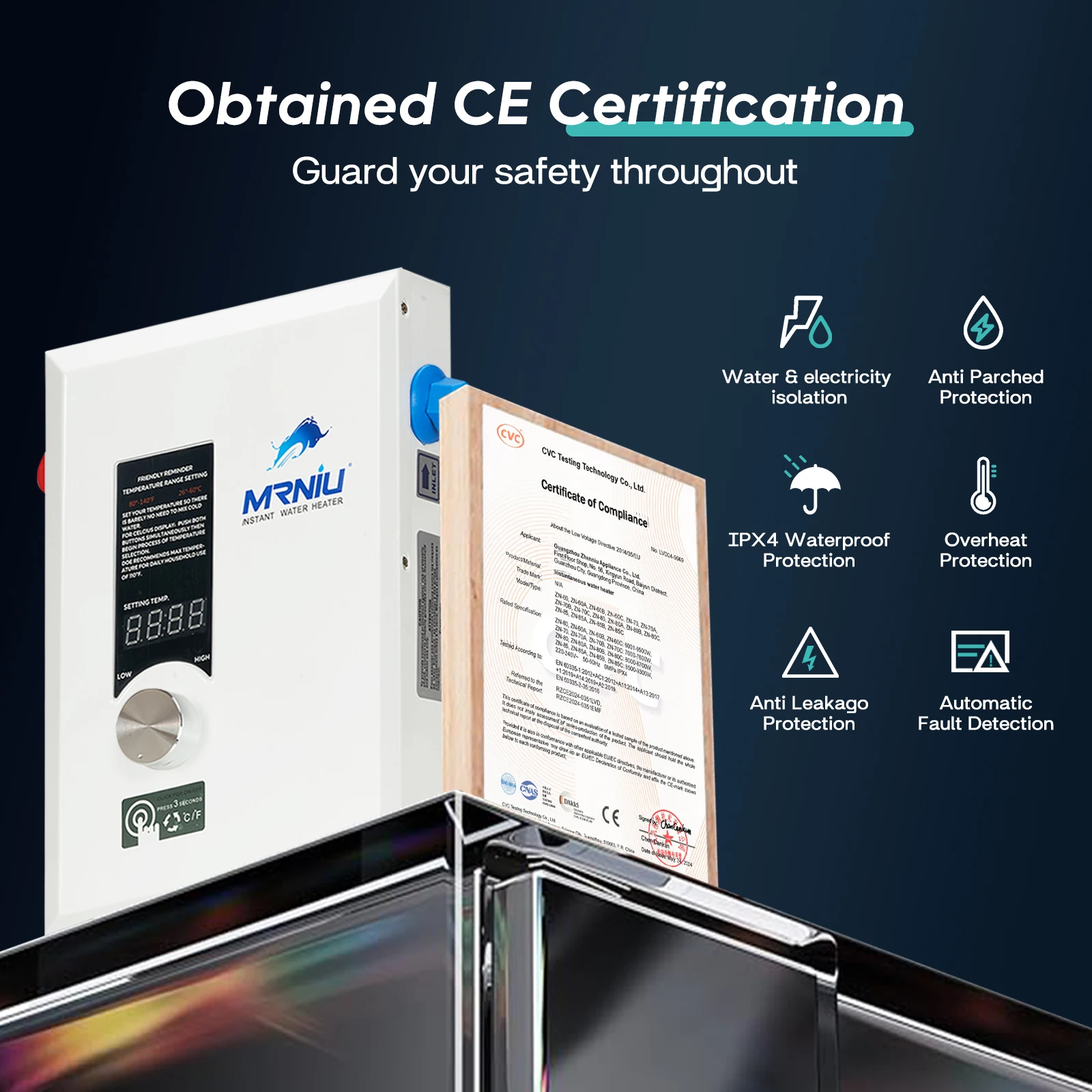 MR.NIU 13Kw Endless hot water bathroom shower 2-6 l/m instant electric hot water heater tankless instantaneous water heater