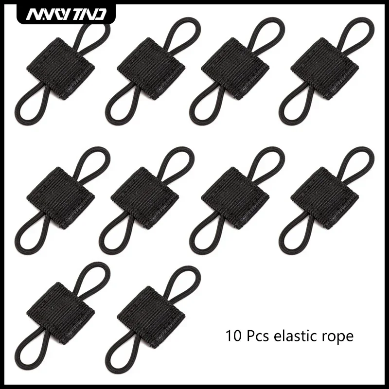 10PCS Black Outdoor Nylon Fastener Tactical Binding Retainer Elastic Molle Ribbon Buckle for Backpack Equipment Accessories