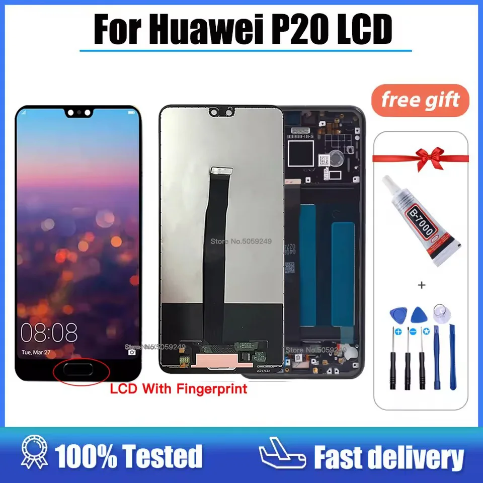 

5.8" For HUAWEI P20 LCD Display EML-L29 EML-L22 EML-L09 Touch Screen Digitizer Assembly For Huawei P20 Display with Fingerprint