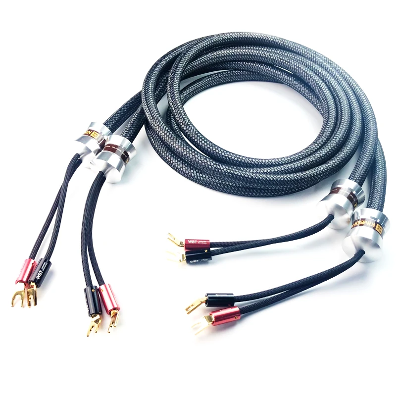 HiFi Audio Ks 3040 Silver Speaker Cables with WBT Gold-plated Spade Plug