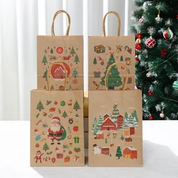 Christmas Kraft Paper Gift Bags Xmas Candy Cookies Gift Tote Bag Christmas Decoration 2024 for Home Navidad Noel New Year 2025