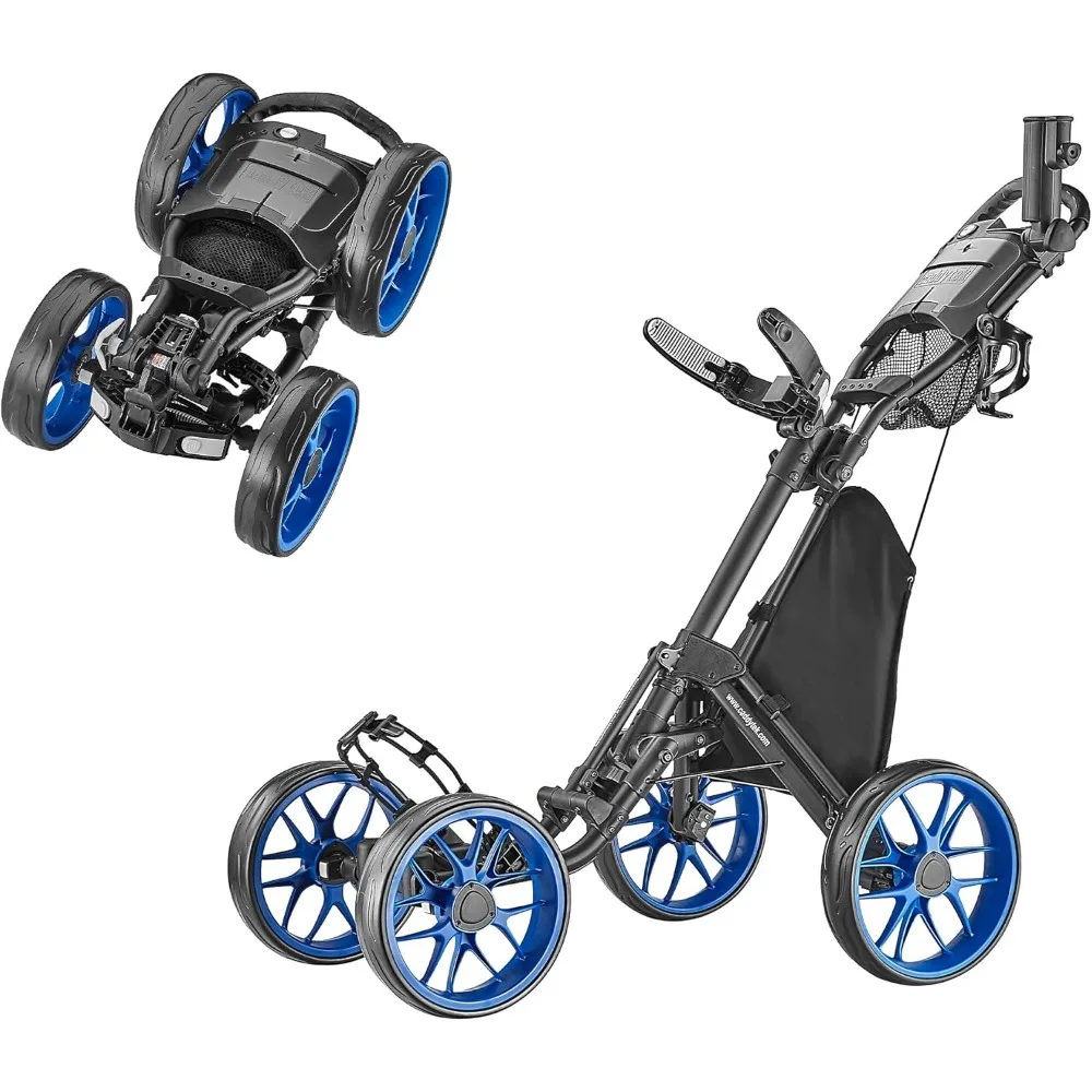 

4 Wheel Golf Push Cart - Caddycruiser One Version 8 1-Click Folding Trolley - Lightweight, Compact Pull Caddy Cart,