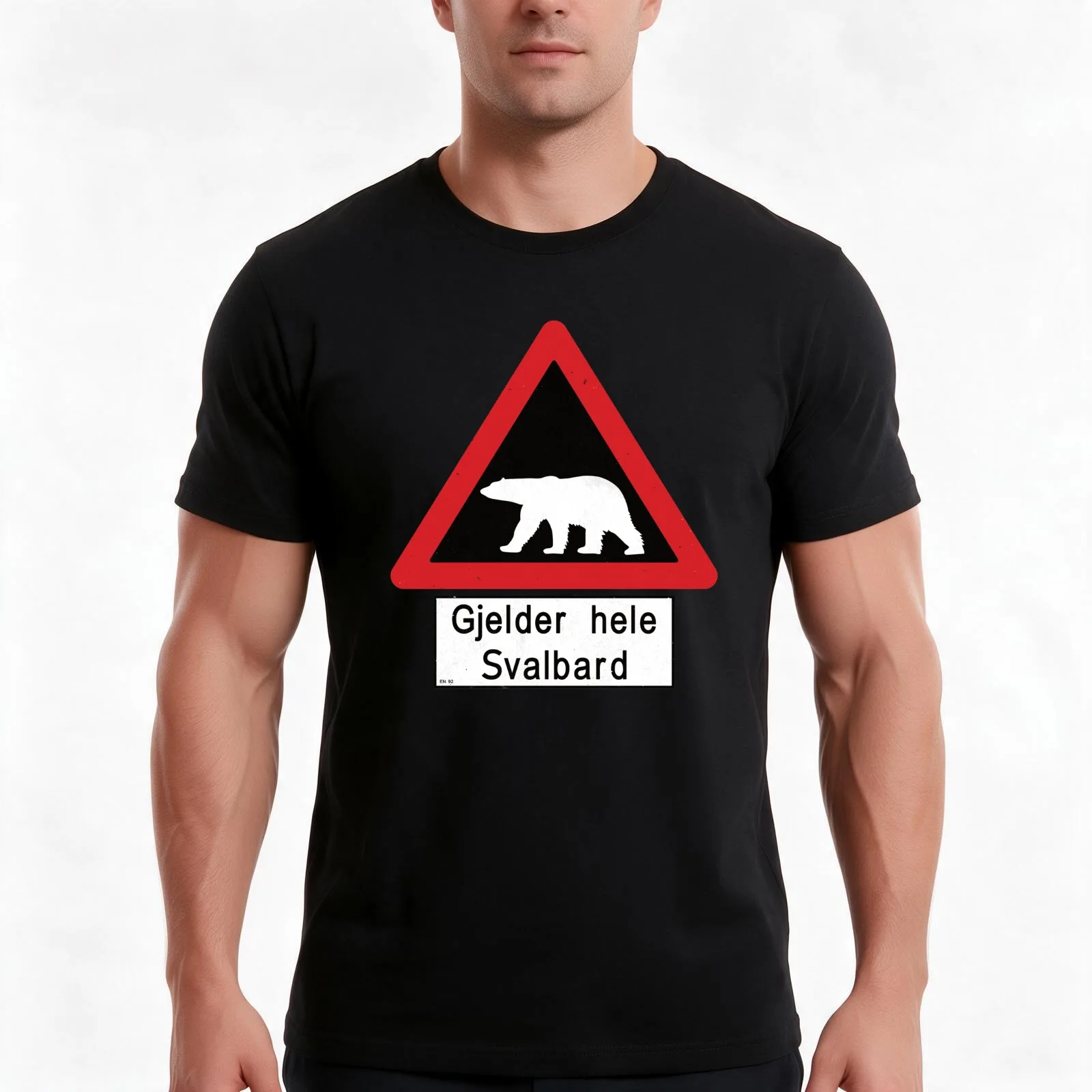 Svalbard Polar Bear Sign - Gjelder hele Svalbard T-Shirt, Cool Short Sleeve T Shirt, Loose Casual Summer Unisex Top