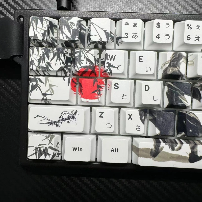 Bamboo Forest Duel Anime Keycaps Side Engraved Translucent Custom Mechanical Keyboard Caps Cherry/XDA PBT Keycaps Wooting 60he