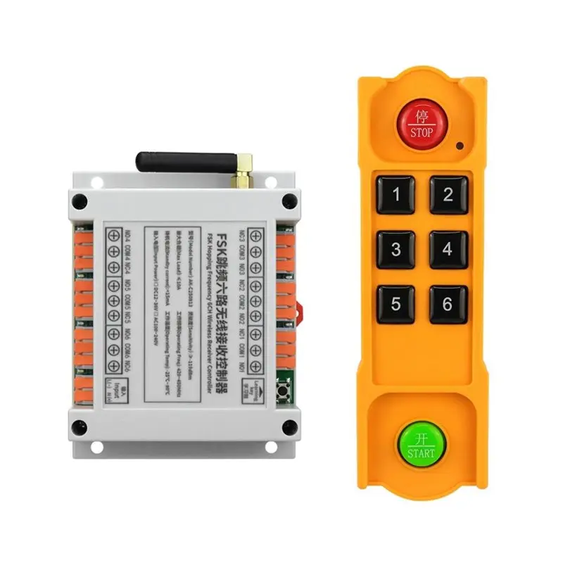 

New Arrivals-FSK Wireless Remote Control Switch 433Mhz 6 Channel DC12V-36V For Distribution Box PLC Programmer Elevator Remote C