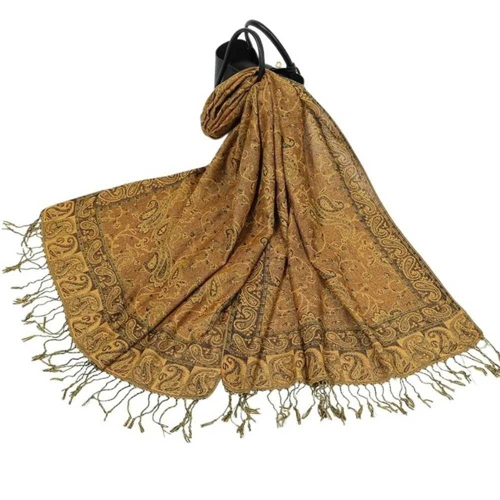 

Retro Tassels Paisley Shawl Sun Protection Long Sunscreen Shawl Printed Bohemia Cashmere Scarf Outdoor