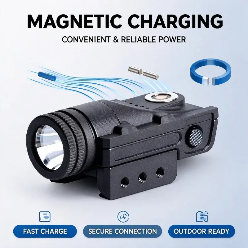 Magnetic Rechargeable 450LM LED Flashlight, Long Range Bright Handheld Torch Camping Light with Rail Mount Bracket