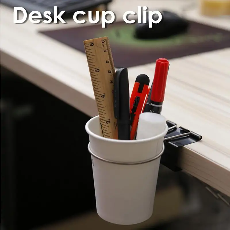 Cup Holder With Clamp Clip On Anti-Spill Table Cup Holder Water Bottle Holder For Cups Bottles Pencils Desktop Accessories