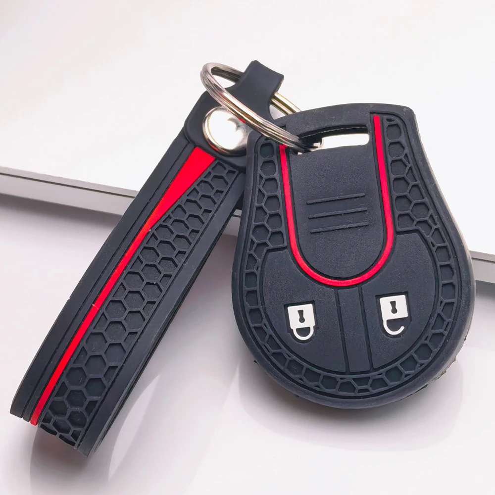 For Nissan Cabstar F24 Micra K12 Navara D40 Note E11 NV200 M20 Pathfinder R51 Qashqai J10 Key Cover With Compact Loop