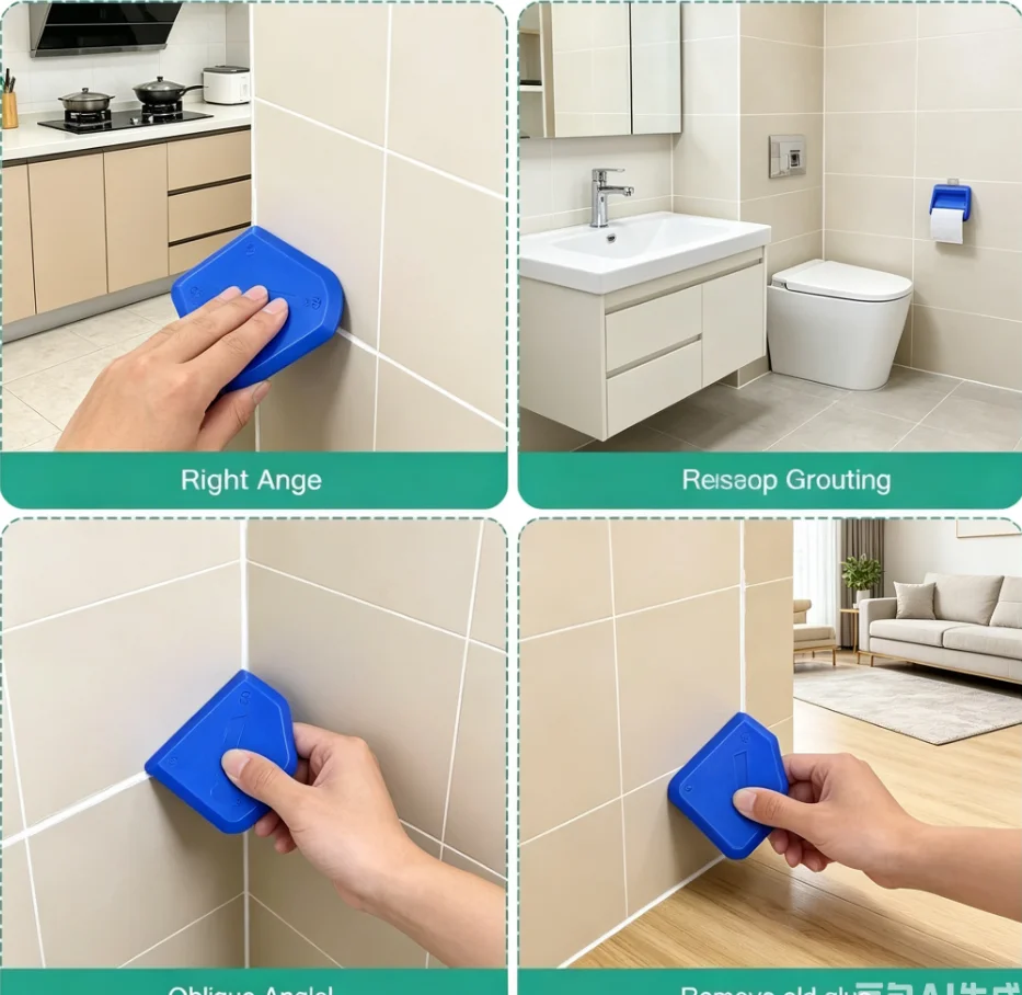 

4pcs Silicone Glass Cement Scraper Sealant Grout Remover Tool Home Finishing Caulking Tools Home Cleaning Hand Spatula Tool