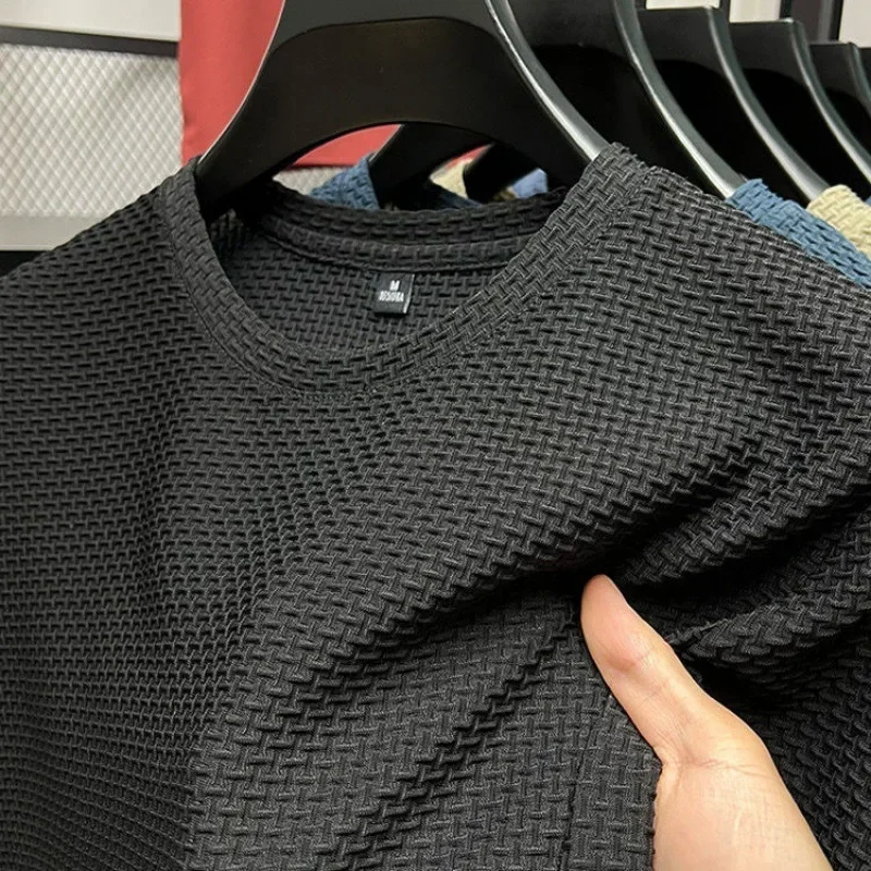 Sommer Eis Seide High-End einfarbig hochwertige Kurzarm T-Shirts Herren atmungsaktive Mode T-Shirt männliche Marke Kleidung 4xl