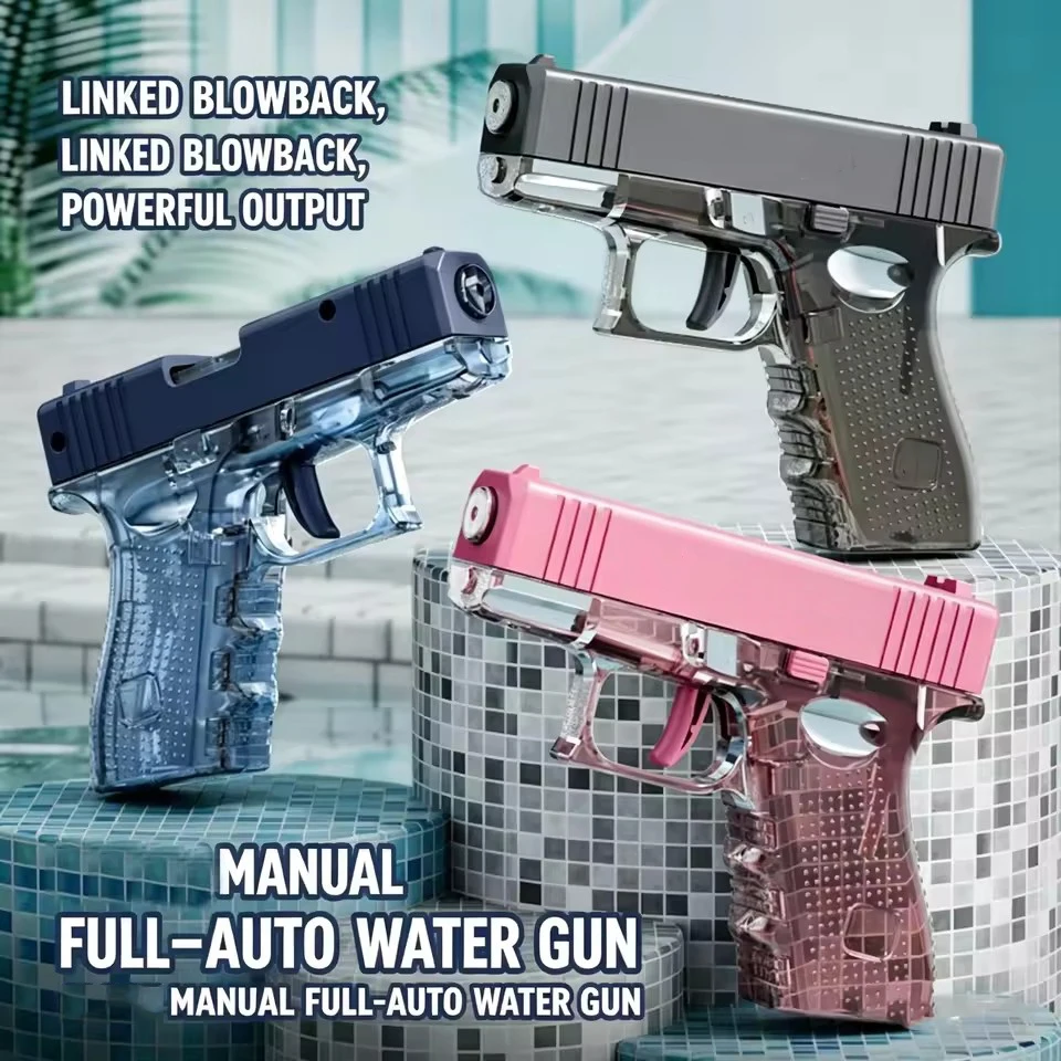 Hot Mini Water Pistol Toy Mechanical Continuous Firing Water Gun Small Pistol Summer Outdoor Beach Poor Toy Shoot Water Gun for