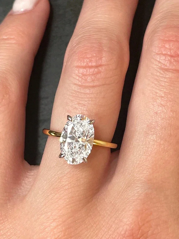 925 Sterling Silve Gorgeous Shiny 1-8CT Zircon Oval Stone Ring For Women Engagement Wedding Luxury High Quality Fine Jewelry