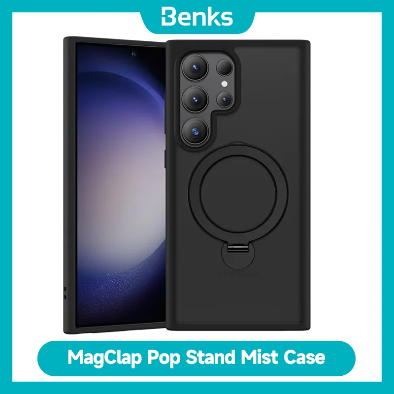 Benks MagClap Pop Mist Case for Samsung S24 Ultra S24+ Ultra-Thin 360° Rotating Stand Case MagSafe® Compatible