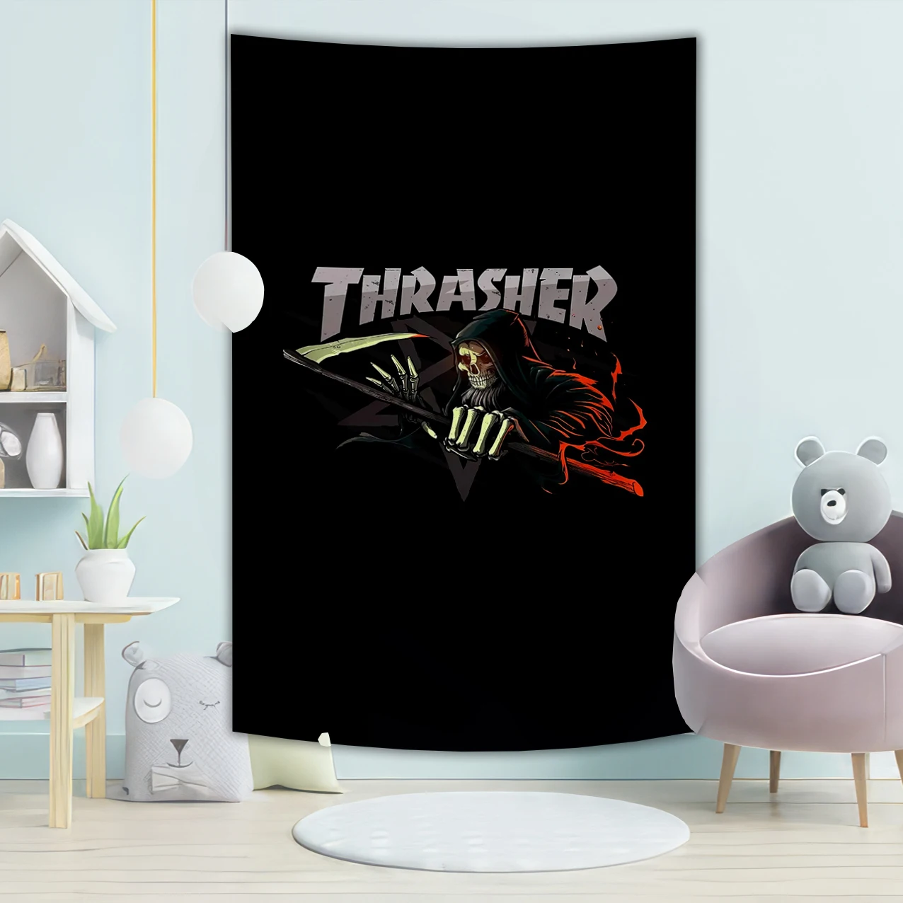 90 x150cm Thrasher Tapestry Polyester Printed Skate Banner For Decor Tapestry bohemian decor wall tapestry sakura