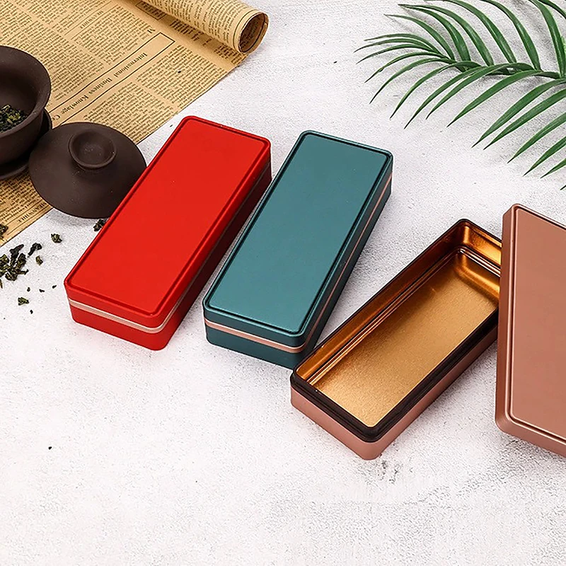 Multicolor Tinplate Rectangular Storage Box with Lid Metal Tea Empty Container For Jewelry Packaging Candy Can Organizer