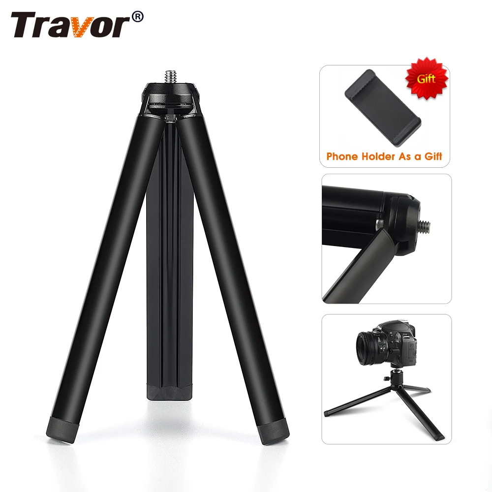 Travor Aluminium Alloy Table Mini Tripod Lightweight and Stable with 1/4’ Screw Hole Mini Stand for All Camera Projector Phone