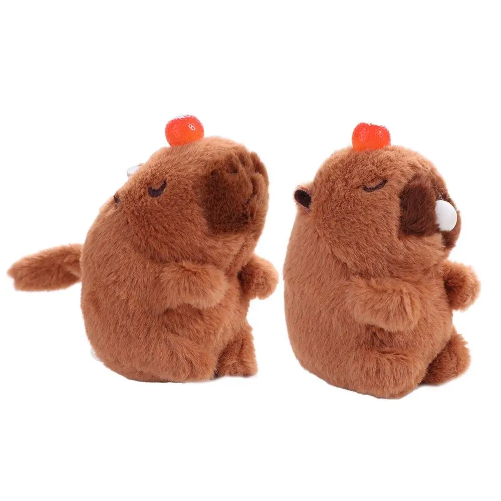 Cute Plush Capybara Tail Wagging Keychain Pendant Dolls Plush Toy Kids Gift Cartoon Animal Stuffed Doll Schoolbag Accessories