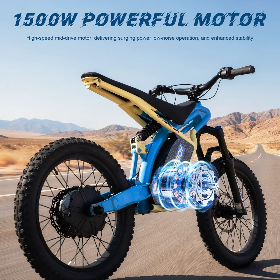 FREEBOY V2 Electric Off-Road Bike, Rear Hub Motor, 20" Fat Tires,  25-Mile Range, Dual Hydraulic Disc Brakes, Dual Adjustable Suspension image 2