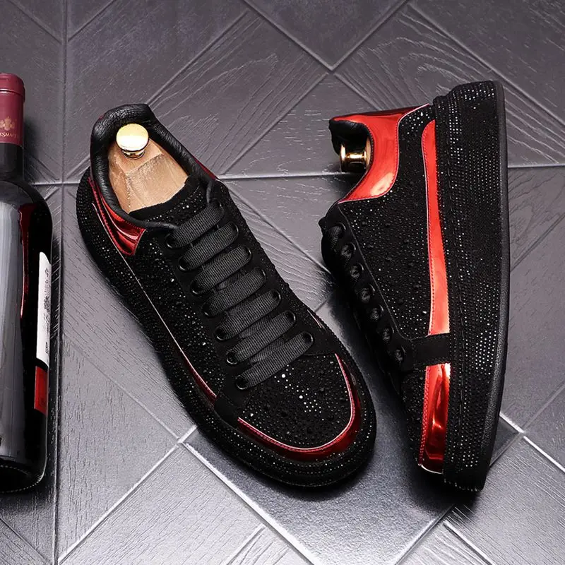 

Summer Fashion Men's Casual Sports Shoes Thick Sole Height Increasing Loafers with Rhinestones Trendy
