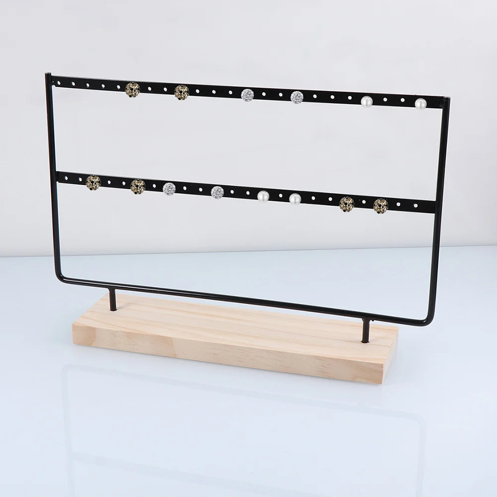 

2 Pcs Piercing Jewelry Earring Display Stand Wood Organizers Earrings Stud Holders Black
