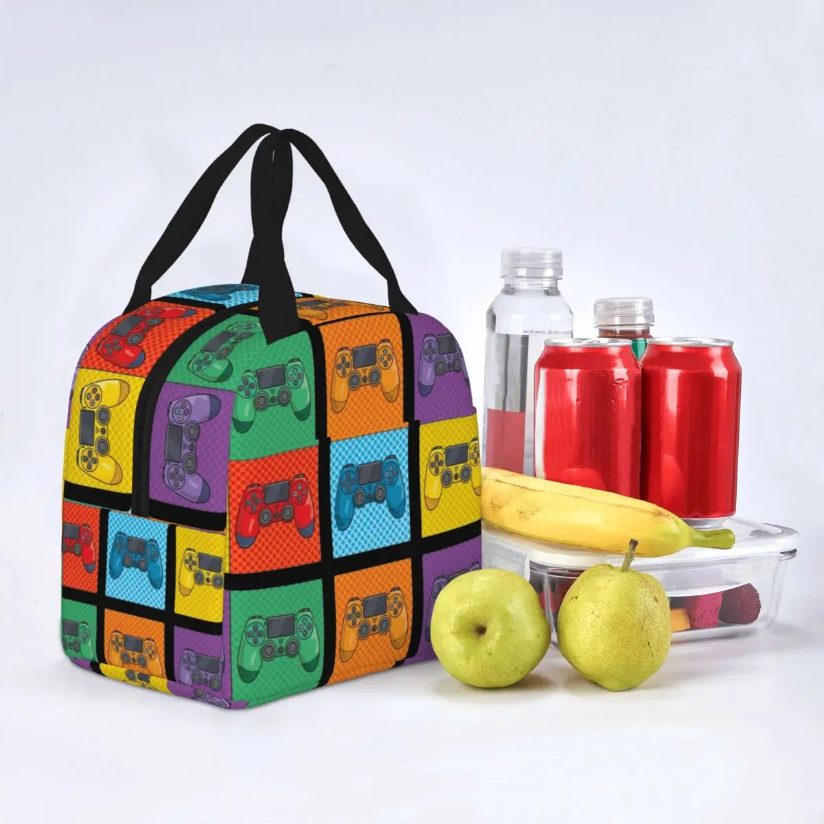 Pop Art Video Game Controller Insulated Lunch Bags Large Reusable Thermal Bag Lunch Box Tote College Outdoor Men Women