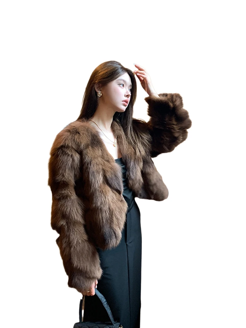 

People Keep warm Petite fur Versatile Fur 2025 New Fox Fur Coat for Women, Short and coat young