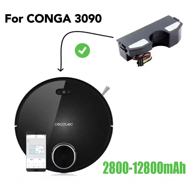 Li ion Battery 14.4V 12800mAh for Cecotec Conga 3090 3091 3092 2090 Robotic Vacuum Cleaner Conga 3090 Accessories Replacement image 4