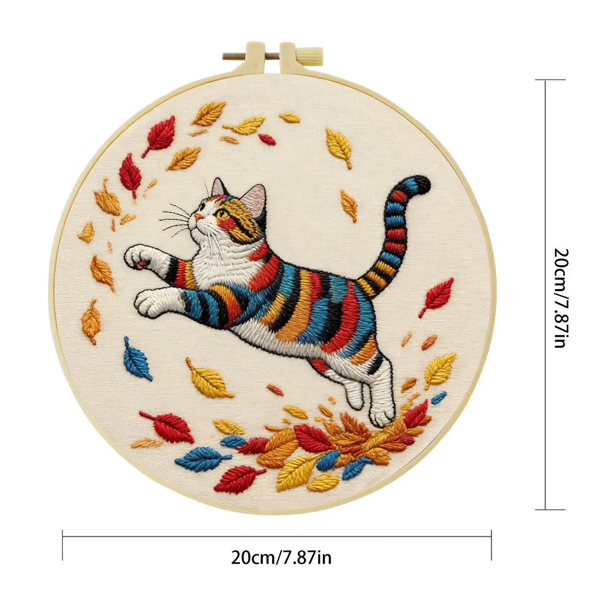 1 Stück 20X20CM/15X15CM 7,87/6,3 Zoll Farbiges Katzen-Stickerei-Starter-Kit DIY-Kit DIY-Stickerei-Set Handarbeiten Nadelkunst – Detail 4