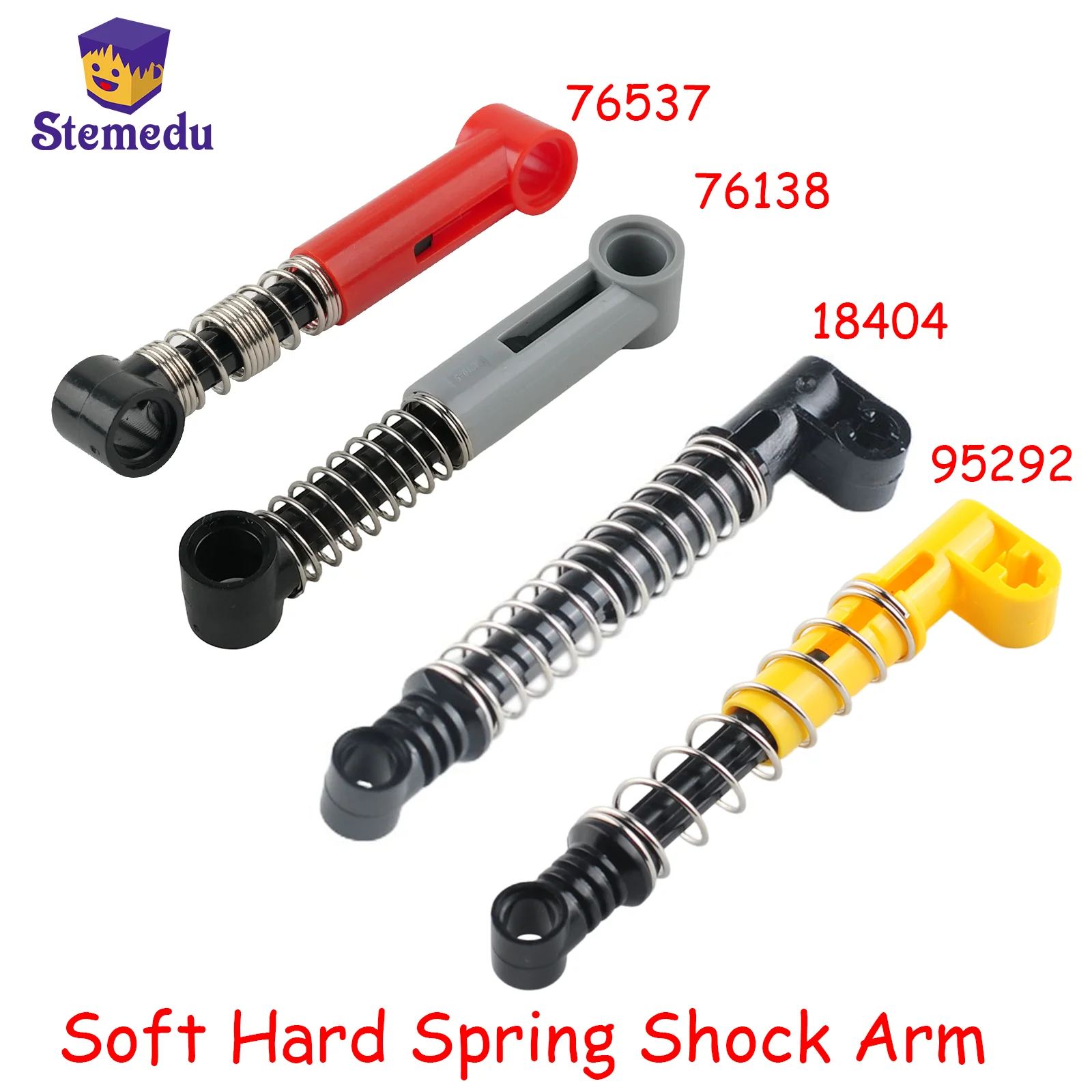 4PCS Soft Hard Spring Shock Arm MOC Building Blocks Shock-absorbing Arm Technological Bricks DIY Toys Parts for 76537 95292 2909