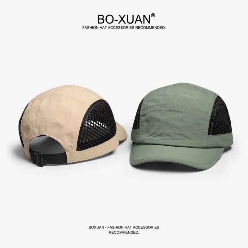 Japanese Style Short Brim Color Block Breathable Mesh  Men Summer Dry Thin Outdoor Sports Korean Version Baseball Cap Trendy