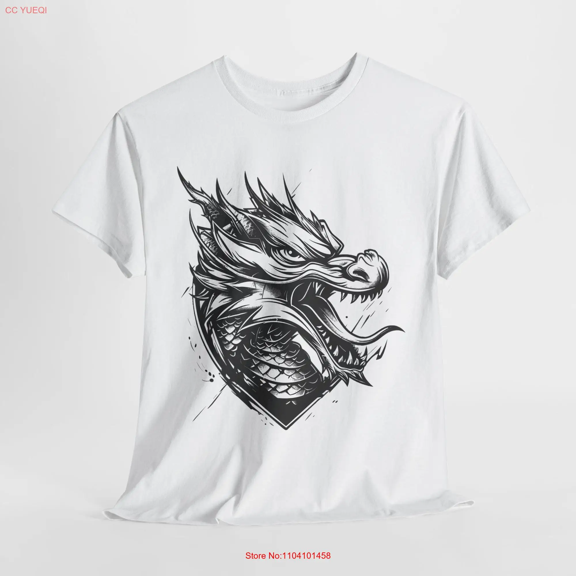 Mythical Dragon Head Illustration Vintage Style Art for T Shirt Fierce Bold Design Apparel long or short sleeves