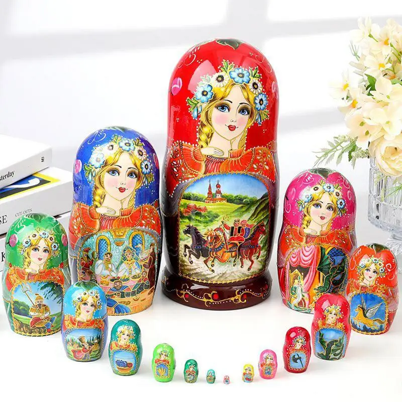 

Nesting Dolls 15PCS Wooden Russian Dolls Stacking Nesting Toys Set Fine Motor Skills Toys For Kid Boys Girls Home Decorations