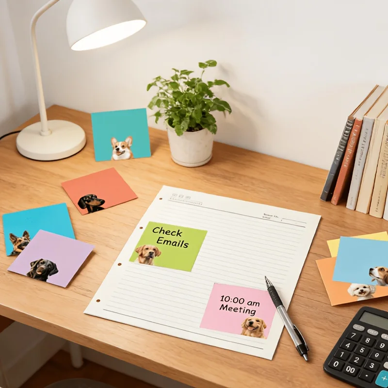 Cute Dog Print Sticky Note Set, Various Cute Dog Designs, Self-Adhesive Sticky Notes for Students, Journal Marking and Message Note Paper