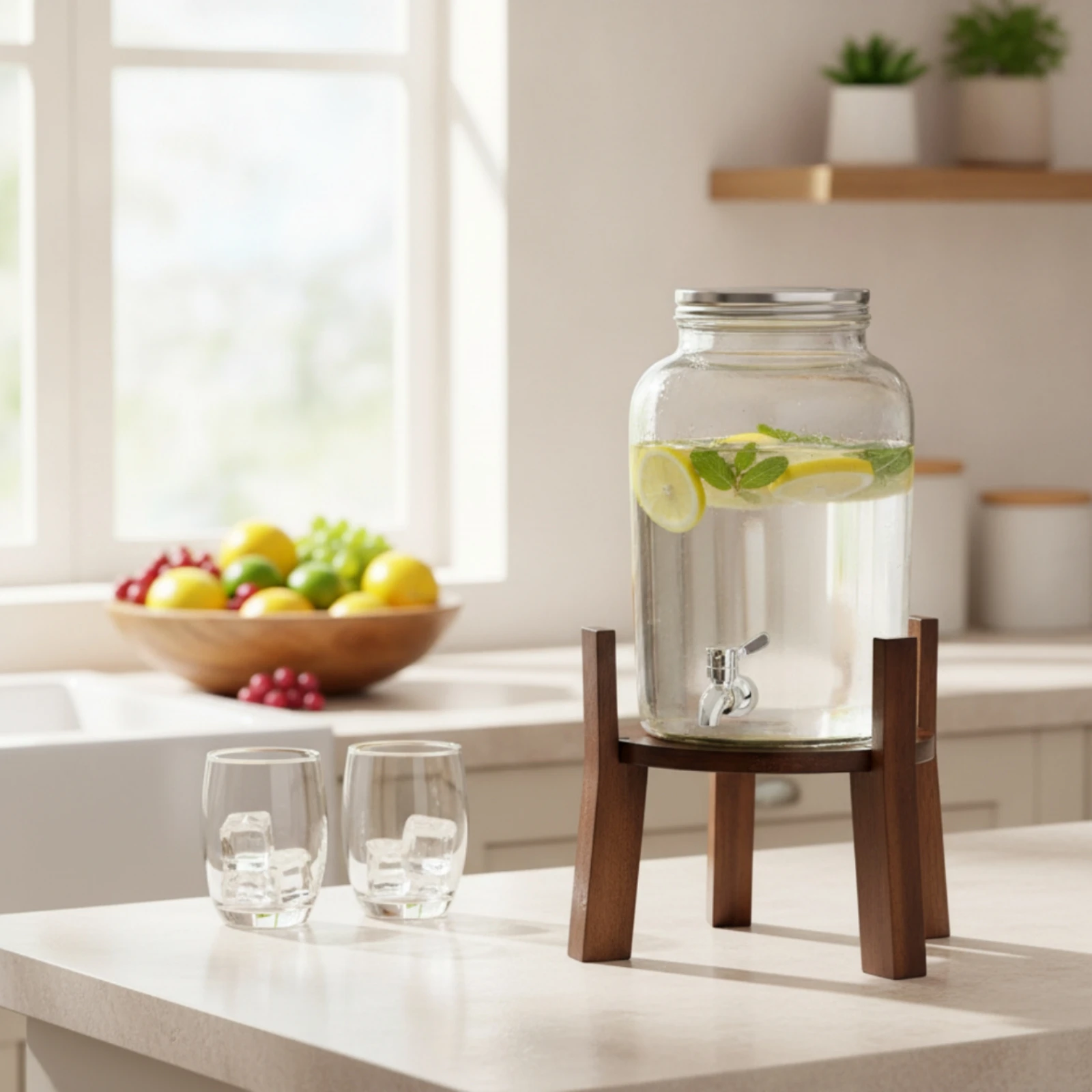 Jar Stand Farmhouse Wooden Stand Wood Riser Compact Furniture Sturdy for Home Brewers, Kitchen Countertop, Dining Table
