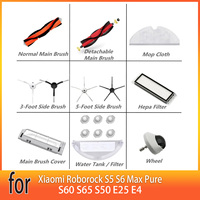 for Xiaomi Roborock S5 S6 Max Pure S60 S65 S50 E25 E4 Robot Vacuum Cleaner Side Brush Hepa Filter Mop Replacement Set