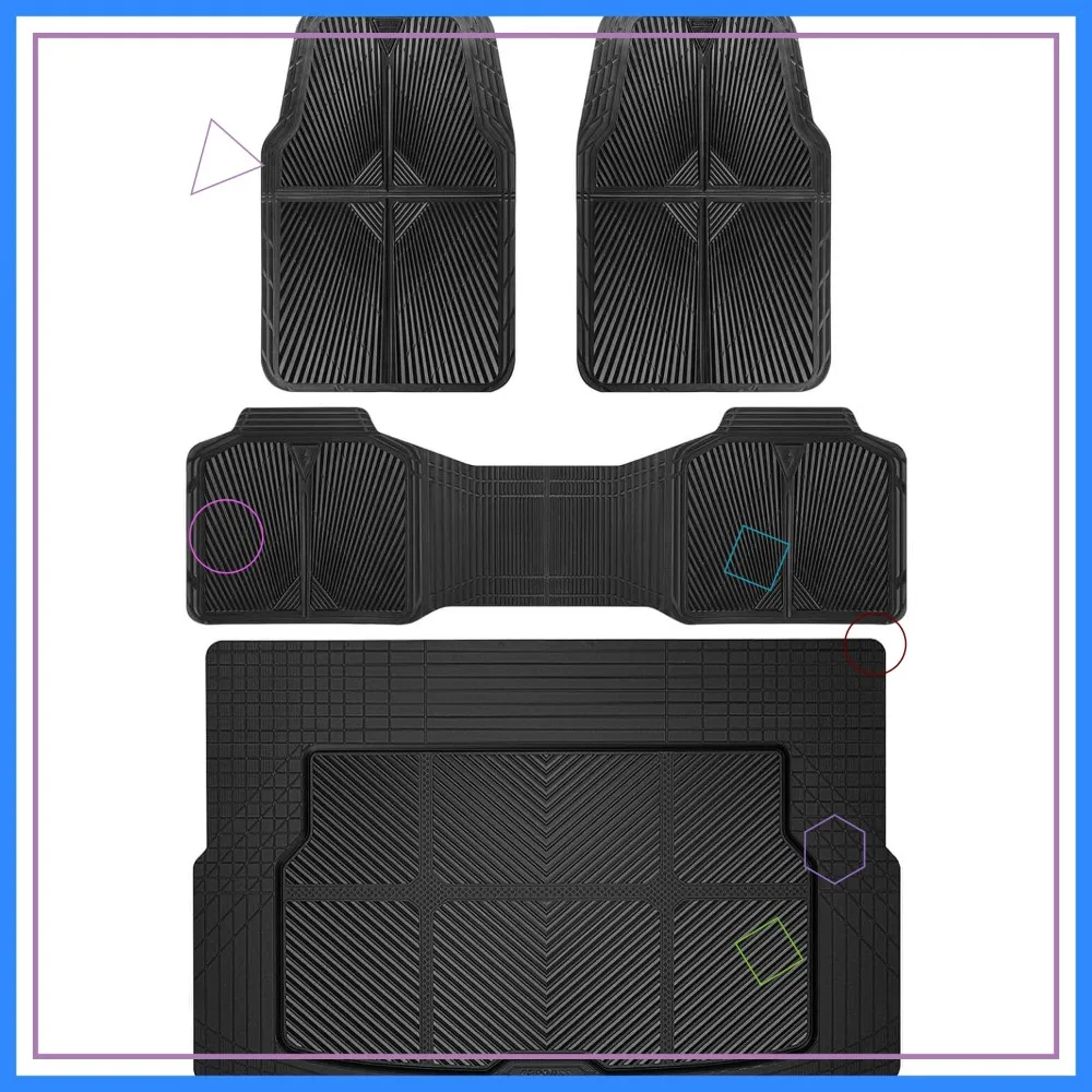 

Waterproof Rubber Floor Mats & Cargo Liner, Anti-Slip Heavy Duty for Cars Trucks SUV, All Weather Trim-to-Fit 5-Piece Set