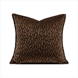 Brown Pillows Luxury Retro Velvet Jacquard Cushion Case Pile Cutting 3D Decorative Pillow Cover For Sofa Chair Home Decorations